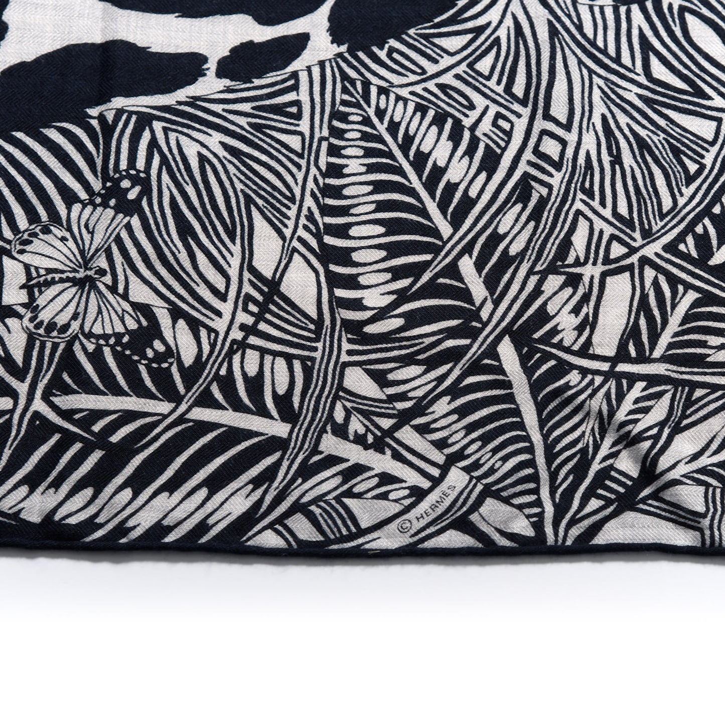 Cashmere Silk Jaguar Quetzal Shawl 140 Gris Chine Bleu Black Gris