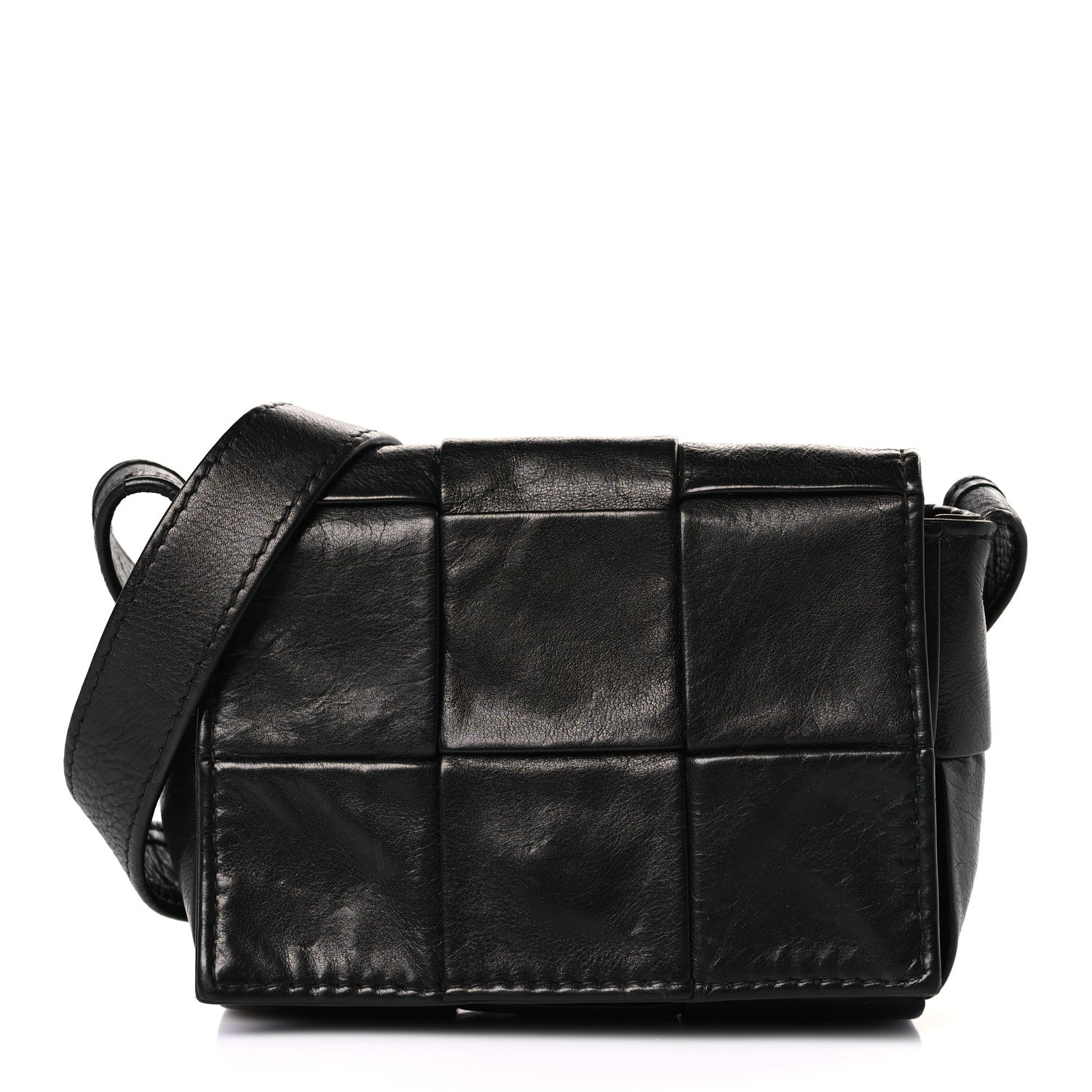 Bottega Veneta Paper Calfskin Maxi Intreccio Extra Mini Cassette Crossbody Bag Black 1 of 8
