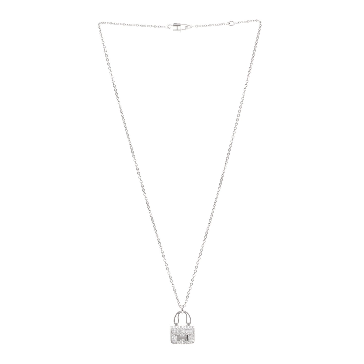 18K White Gold Diamond Constance Amulettes Pendant Necklace