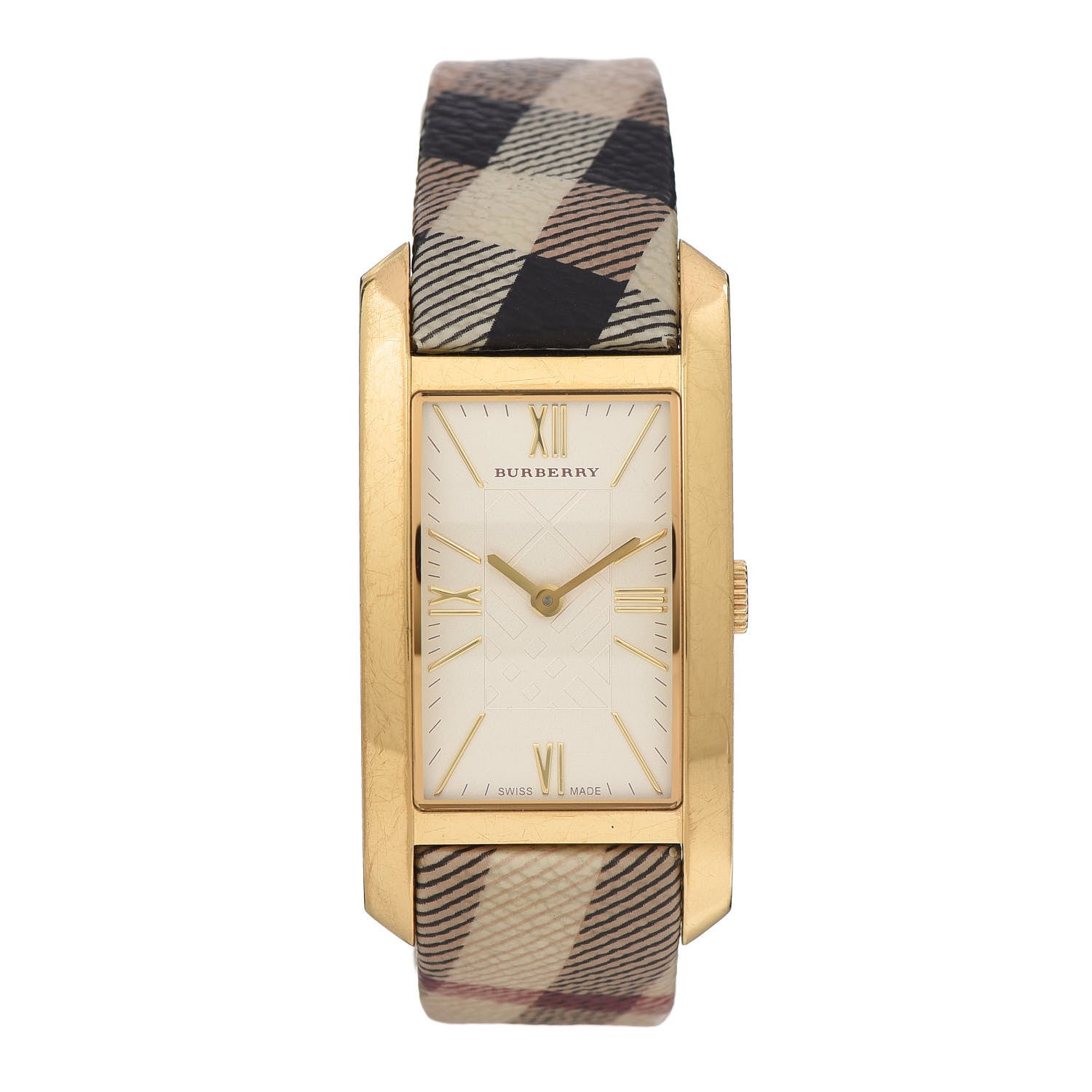 Burberry Stainless Steel Calfskin 25mm Heritage Nova Check Quartz Watch Ivory BU1095 1 of 10