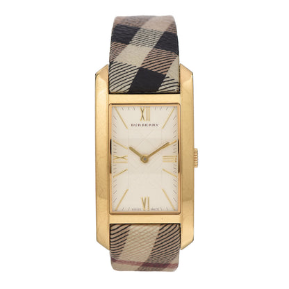 Burberry Stainless Steel Calfskin 25mm Heritage Nova Check Quartz Watch Ivory BU1095 1 of 10