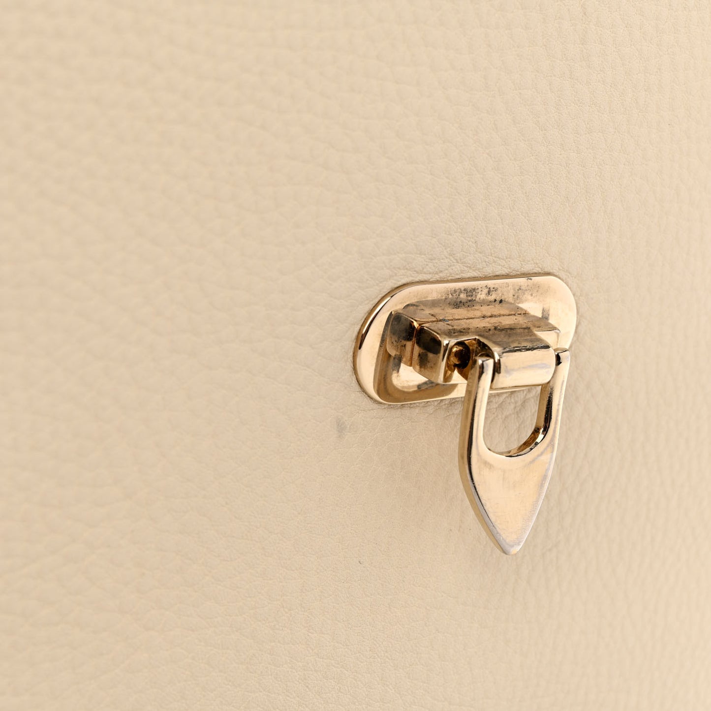 Grained Calfskin Rockstud Top Handle Flap Shoulder Bag Light Ivory