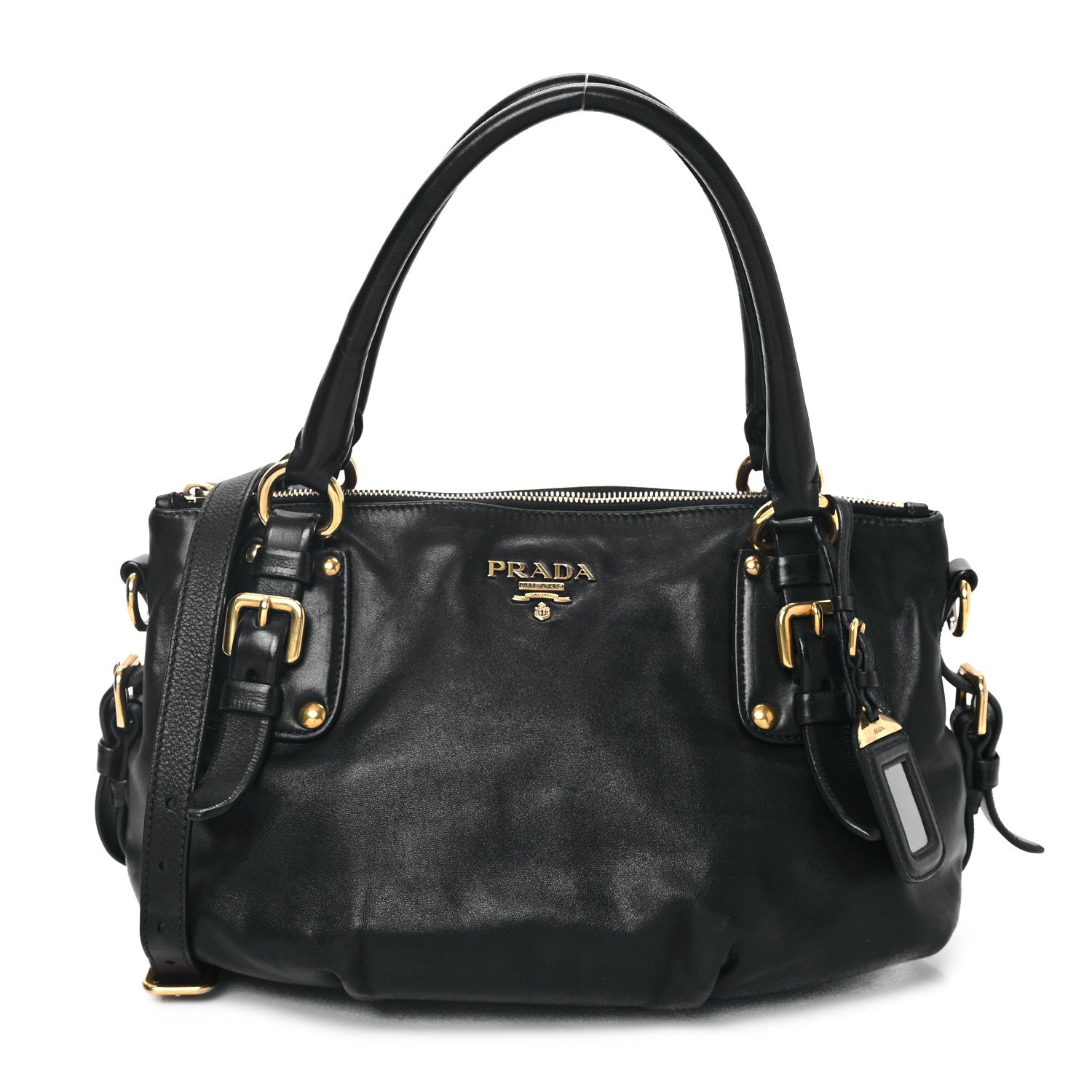 Prada Soft Calf Shopping Satchel Black 1 of 11
