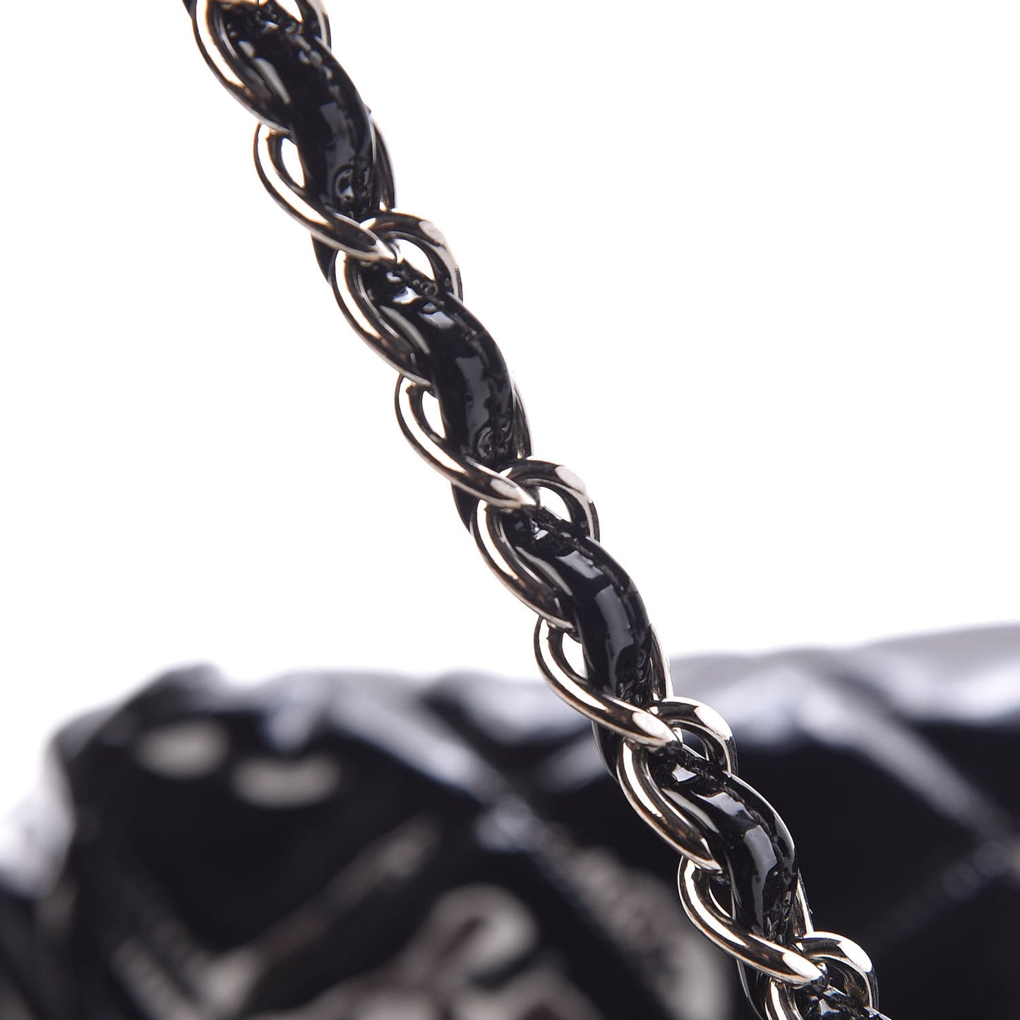 Patent Quilted Medium Cells Tote Black