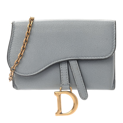Christian Dior Goatskin Nano Saddle Chain Pouch Blue 1 of 9