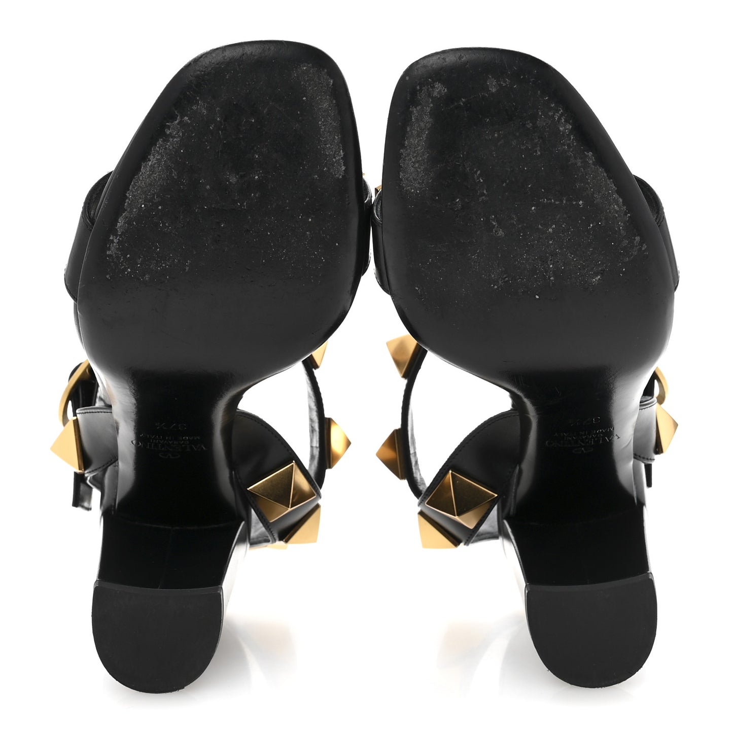 Calfskin Roman Stud 90mm Sandals 37.5 Black