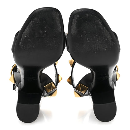 Valentino Garavani Calfskin Roman Stud 90mm Sandals 37.5 Black 6 of 13