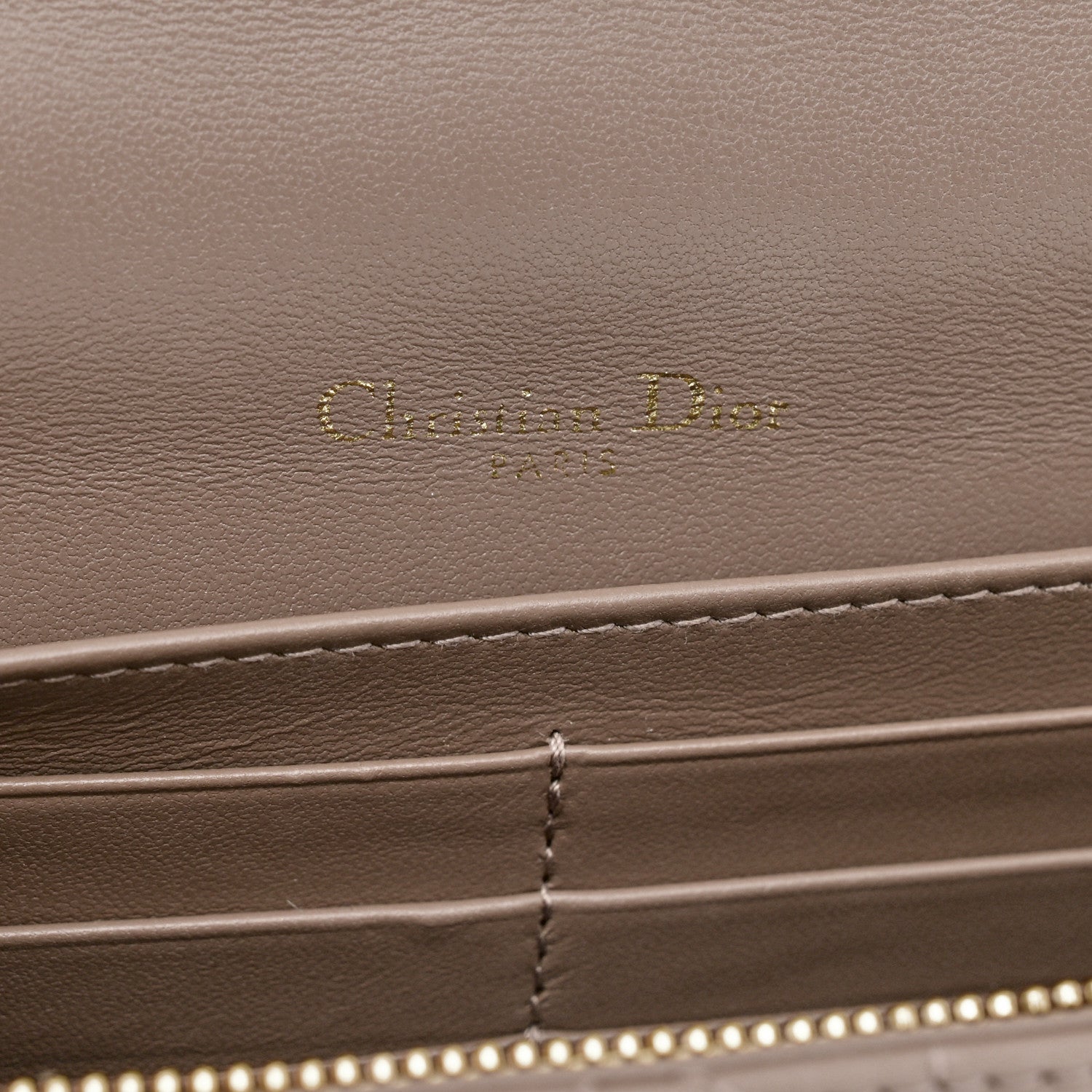 Christian Dior Lambskin Chain Lady Dior Chain Pouch Warm Taupe 6 of 12