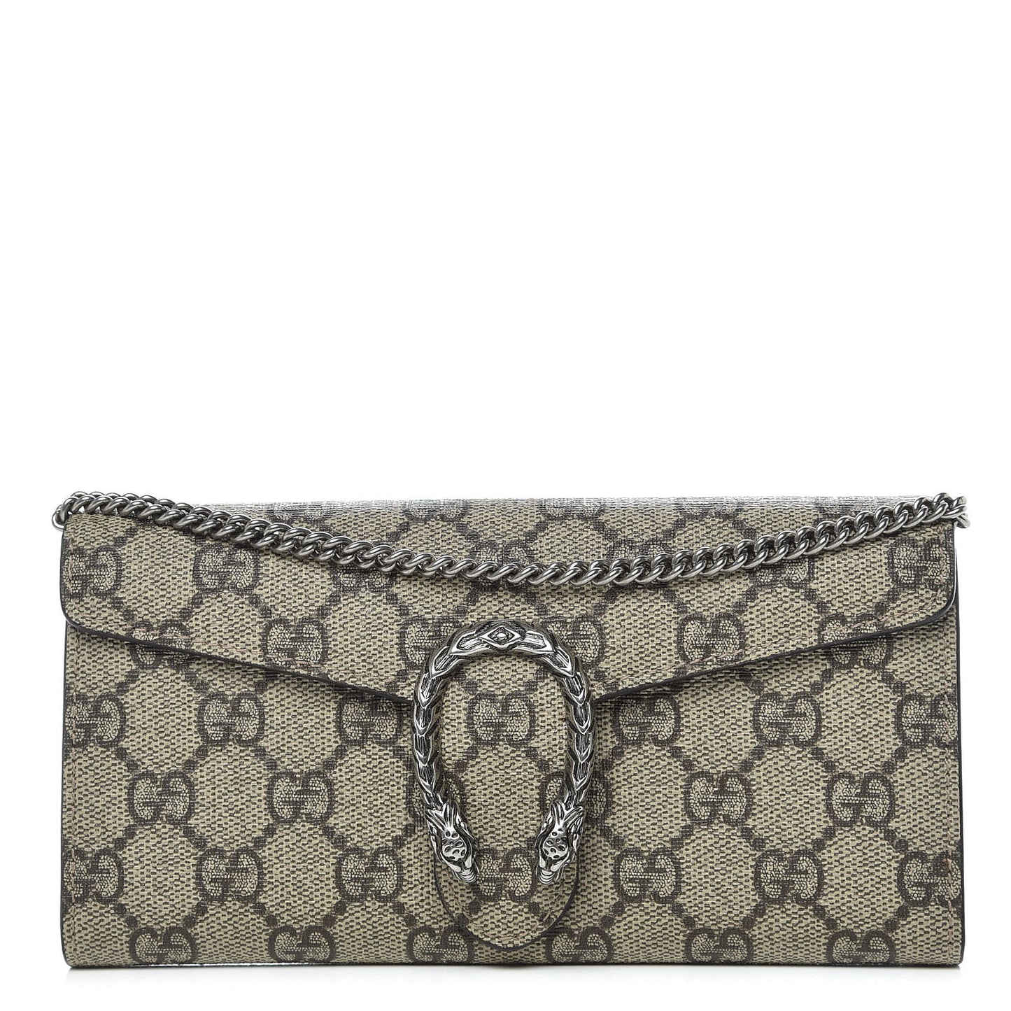 GG Supreme Monogram Dionysus Chain Clutch Wallet Beige Taupe