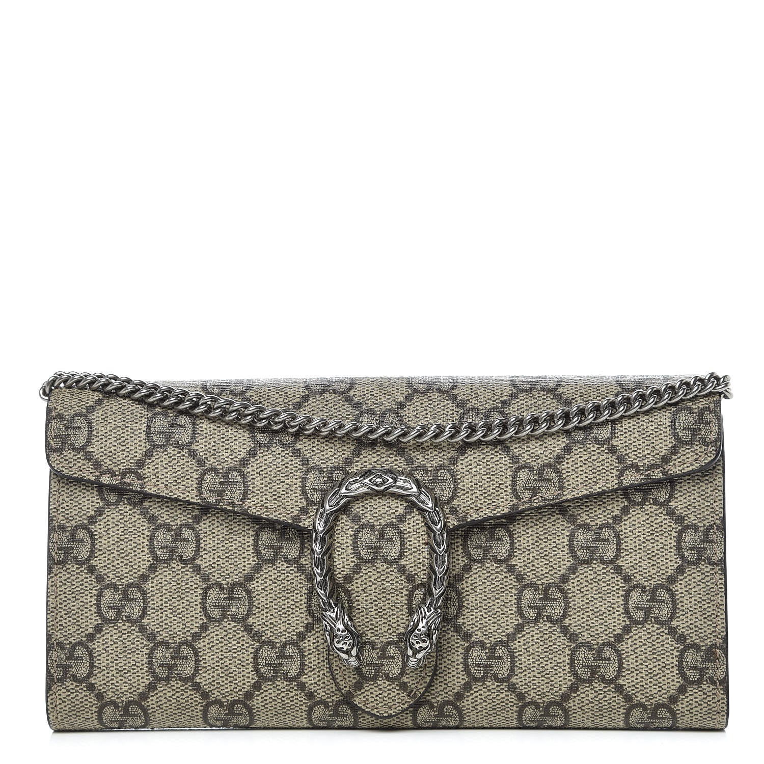 Gucci GG Supreme Monogram Dionysus Chain Clutch Wallet Beige Taupe 1 of 8