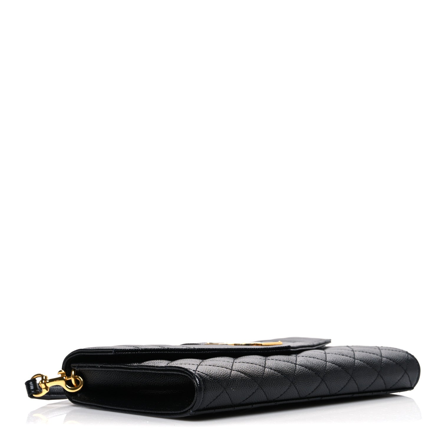 Saint Laurent Grain De Poudre Textured Mixed Matelasse Triquilt Monogram Clutch Black 4 of 8