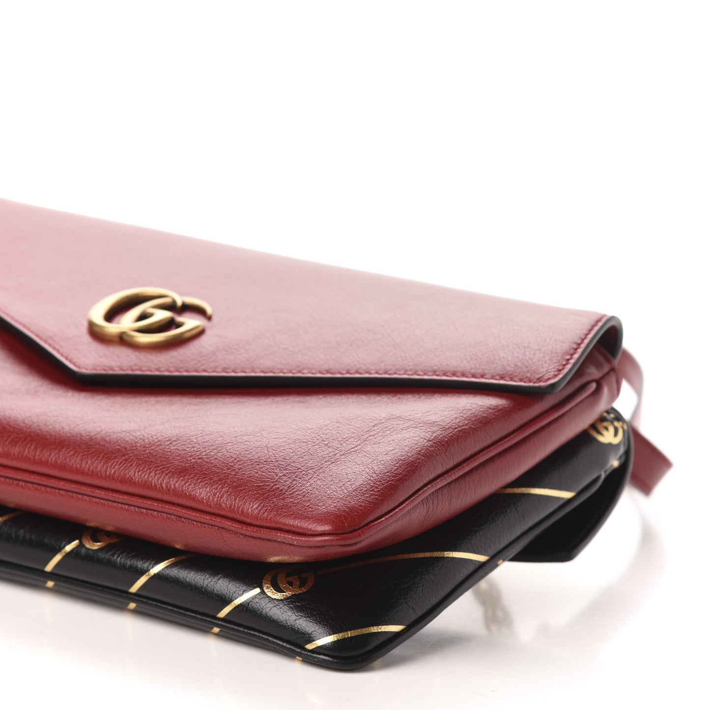 Calfskin Diagonal GG Medium Thiara Double Envelope Shoulder Bag Black Red