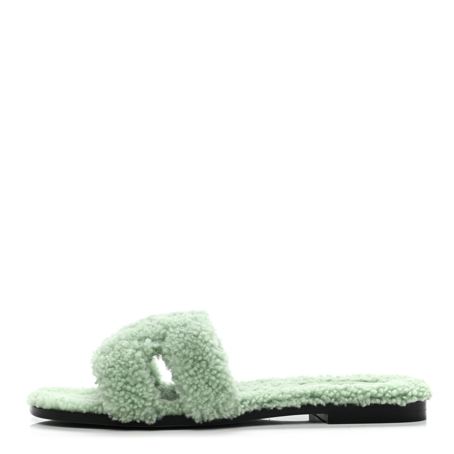 Hermes Woolskin Oran Sandals 38.5 Vert d'eau 1 of 9