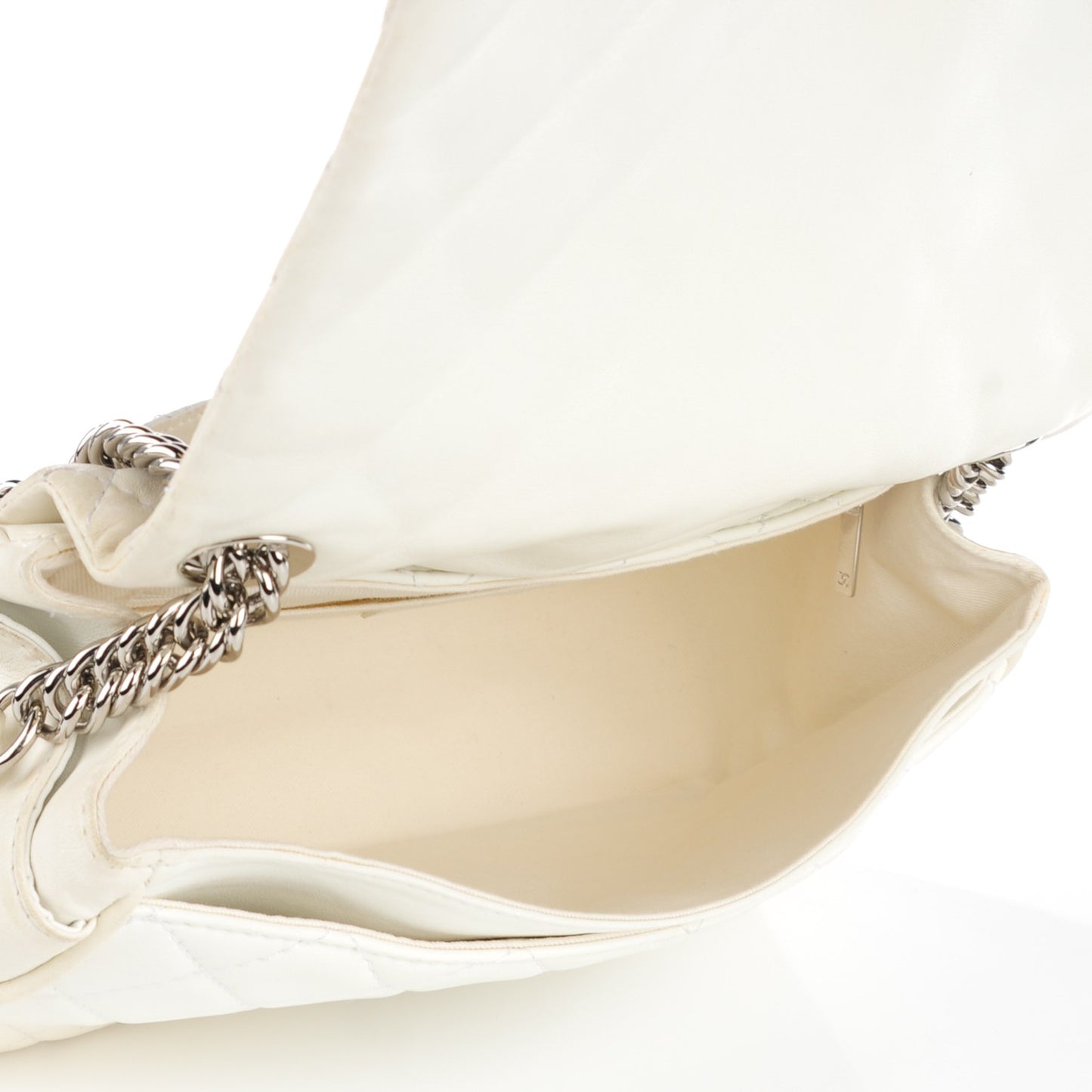 Lambskin Quilted Jumbo Icons Flap White
