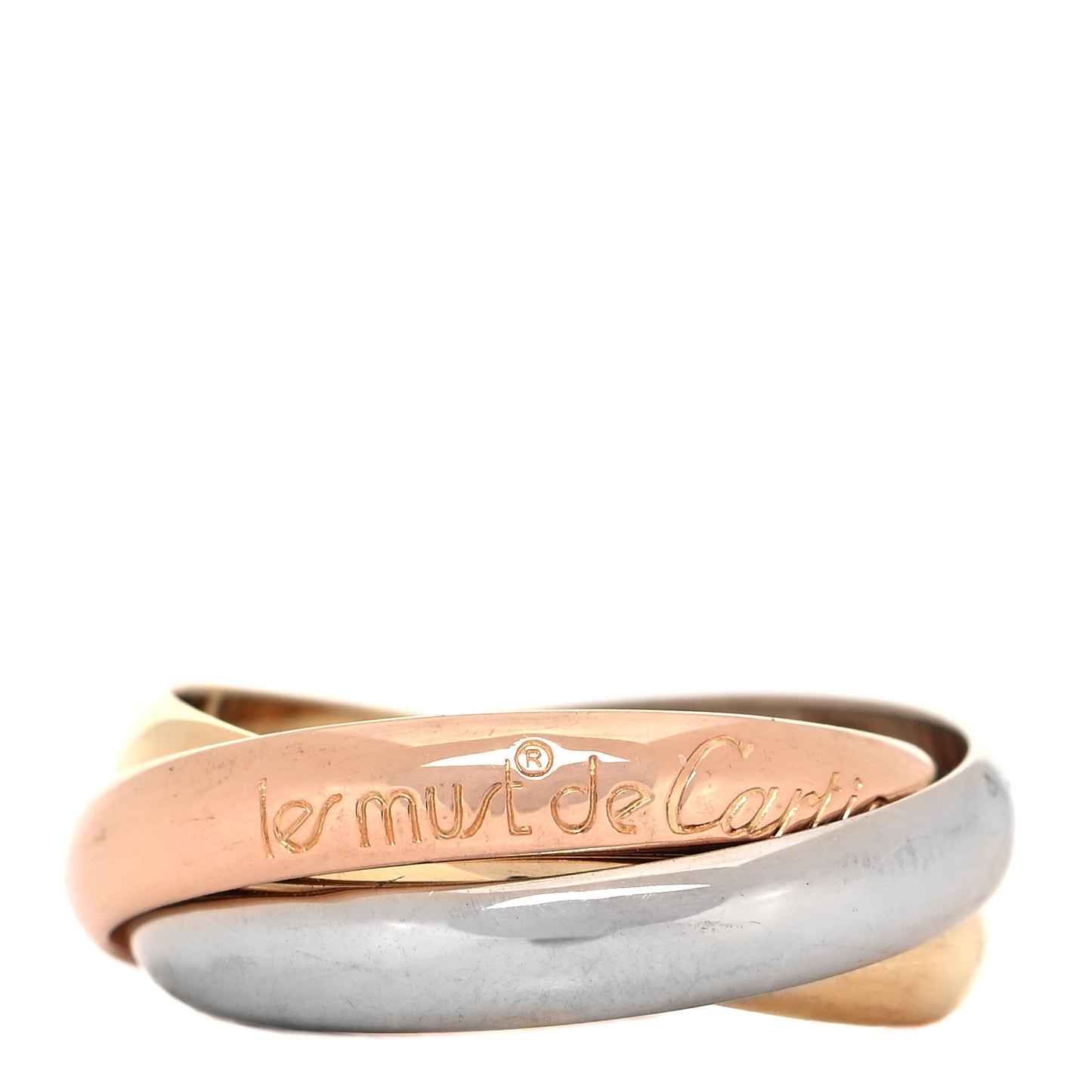 18K Pink Yellow White Gold Classic Les Must De Cartier Trinity Ring 53 6.25
