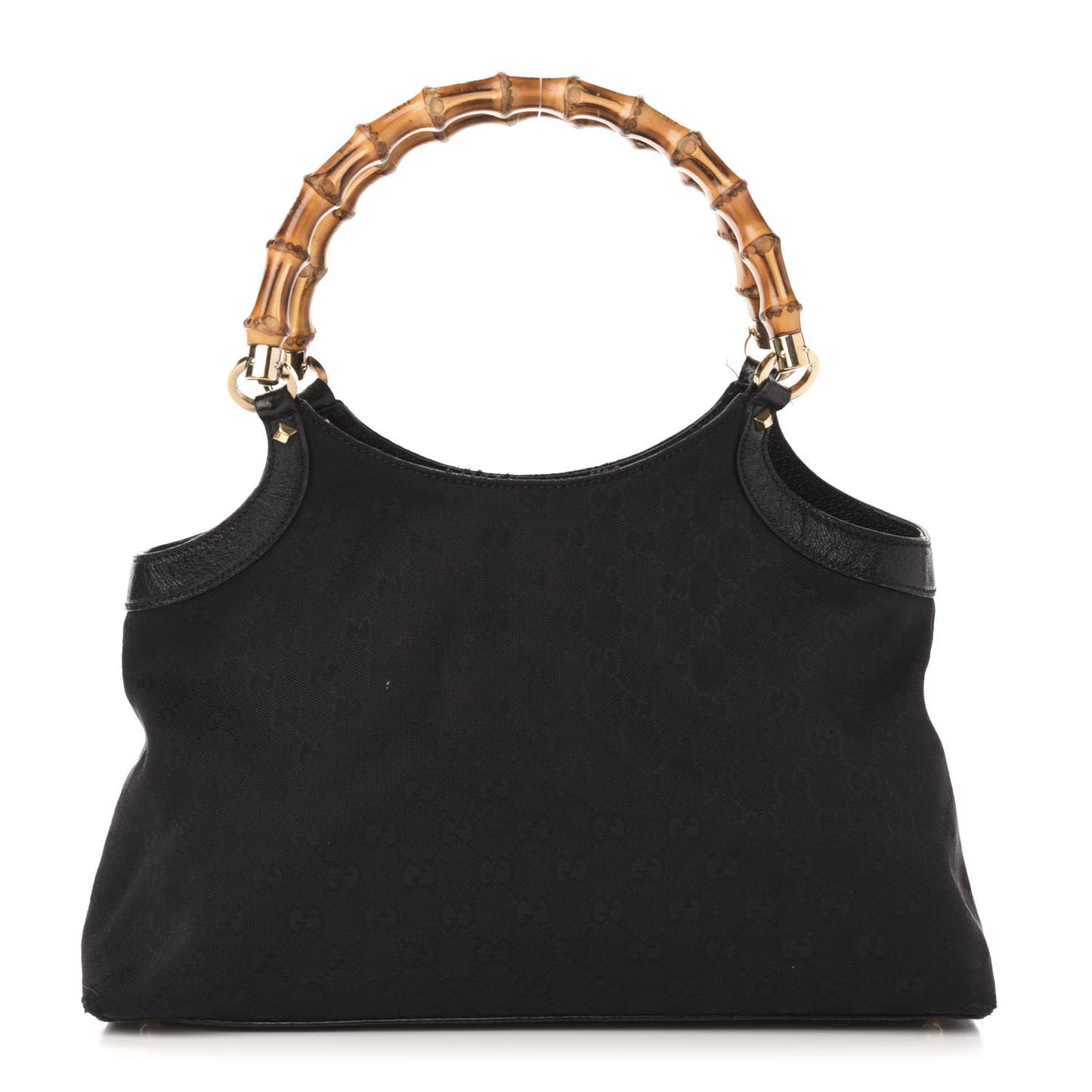 Monogram Bamboo Handle Shoulder Bag Black