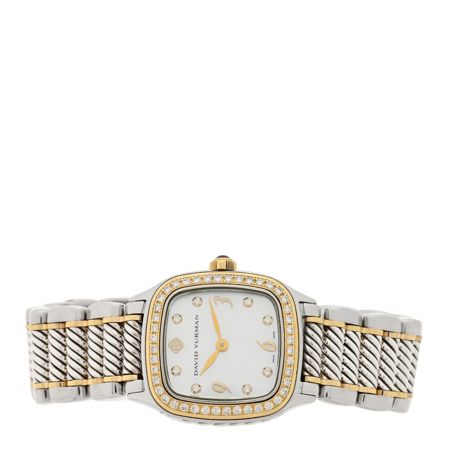 Stainless Steel 18K Yellow Gold Diamond Bezel Mother of Pearl 25mm Thoroughbred Quartz Watch