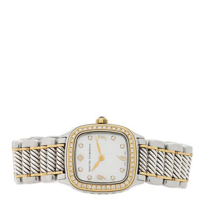 David Yurman Stainless Steel 18K Yellow Gold Diamond Bezel Mother of Pearl 25mm Thoroughbred Quartz Watch 2 of 4