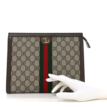 Gucci GG Supreme Monogram Web Ophidia Pouch Brown 2 of 10