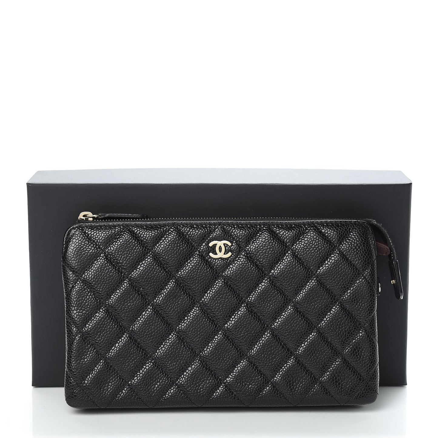 Caviar Quilted Small Zipped Pouch Black