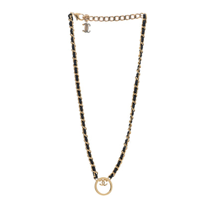 Chanel Metal Lambskin CC Round Long Necklace Gold Black 3 of 4
