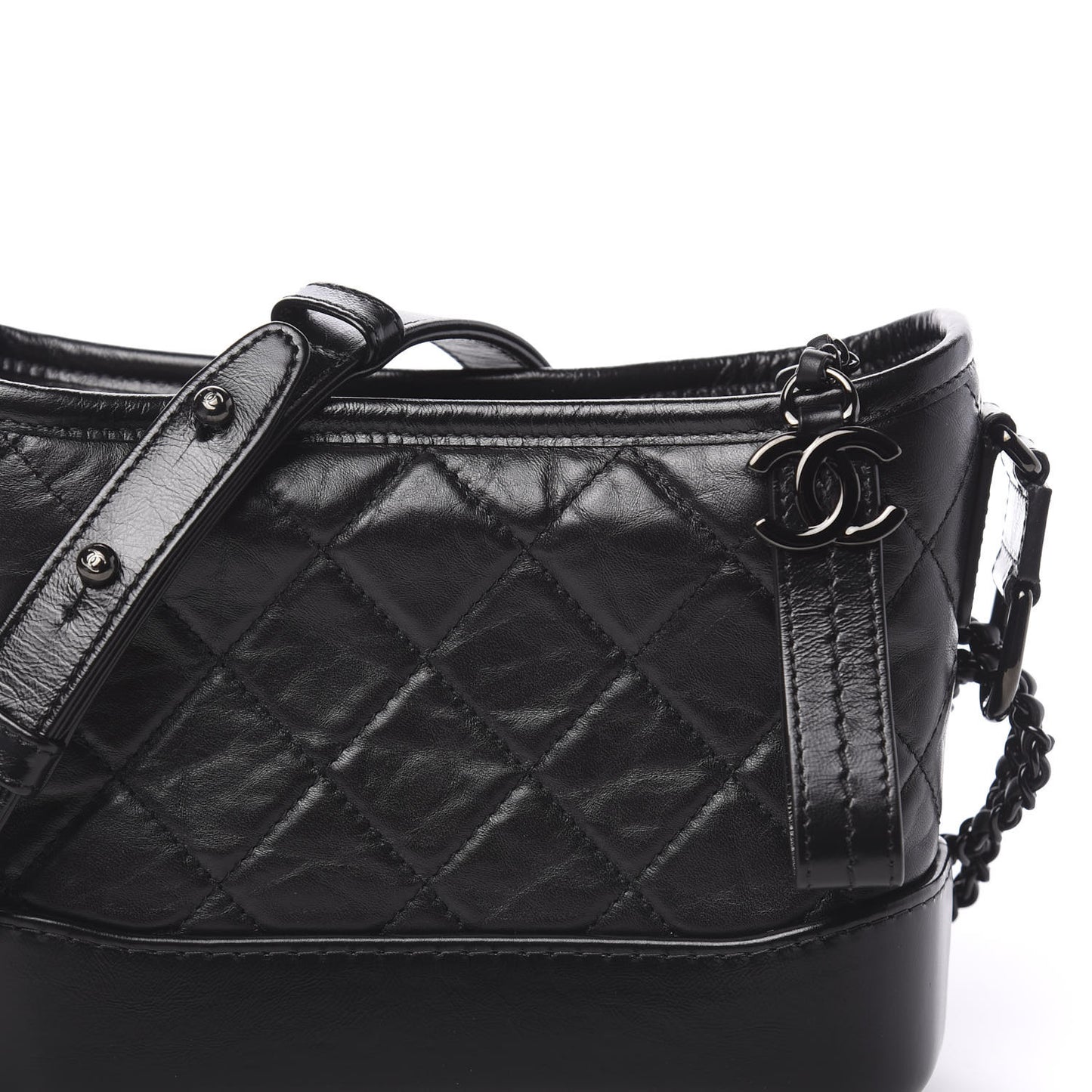 Aged Calfskin Quilted Small Gabrielle Hobo So Black