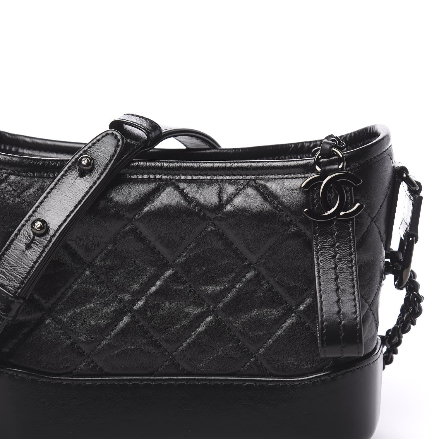 Chanel Aged Calfskin Quilted Small Gabrielle Hobo So Black 9 of 12