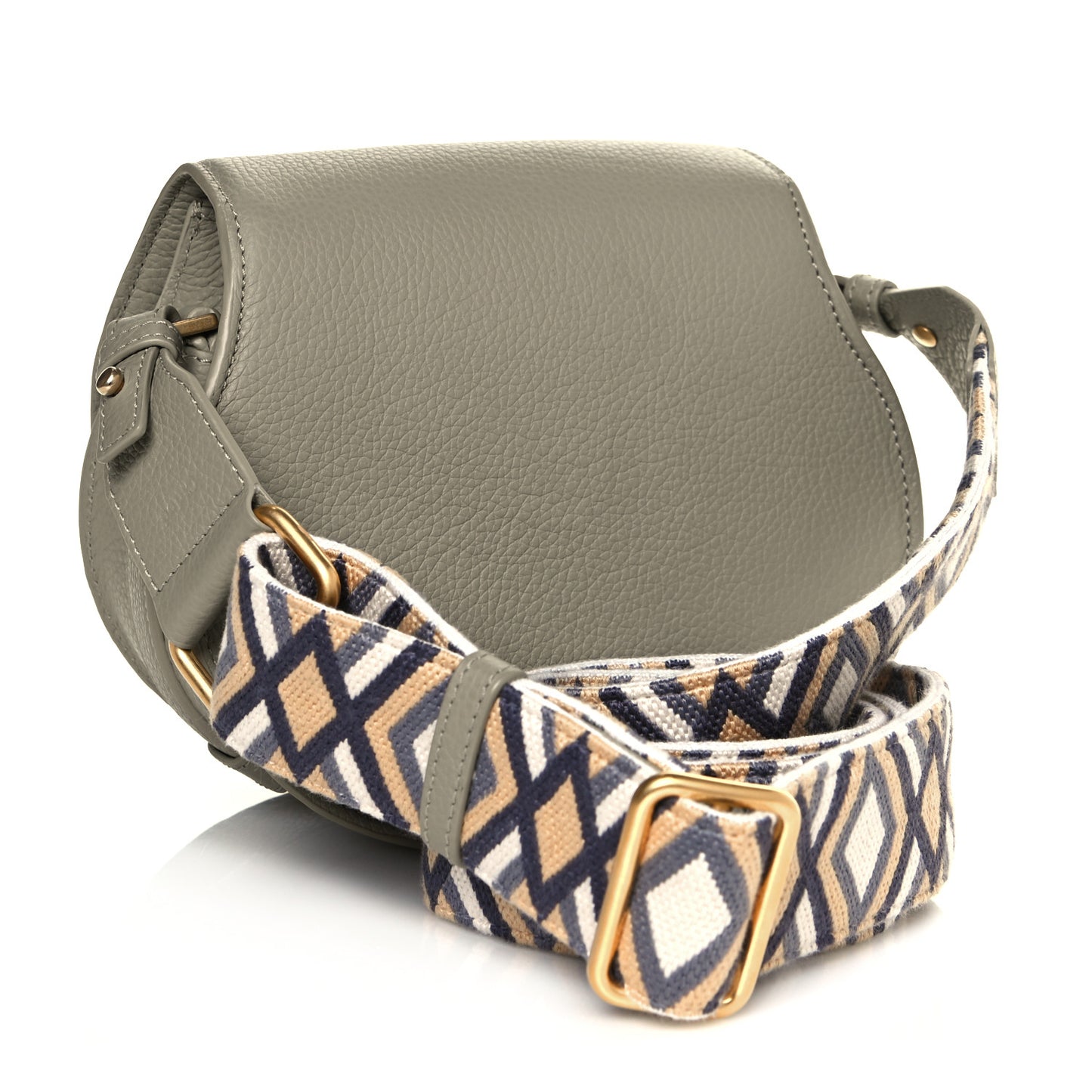 Calfskin Embroidery Mini Marcie Round Crossbody Bag Slate Green