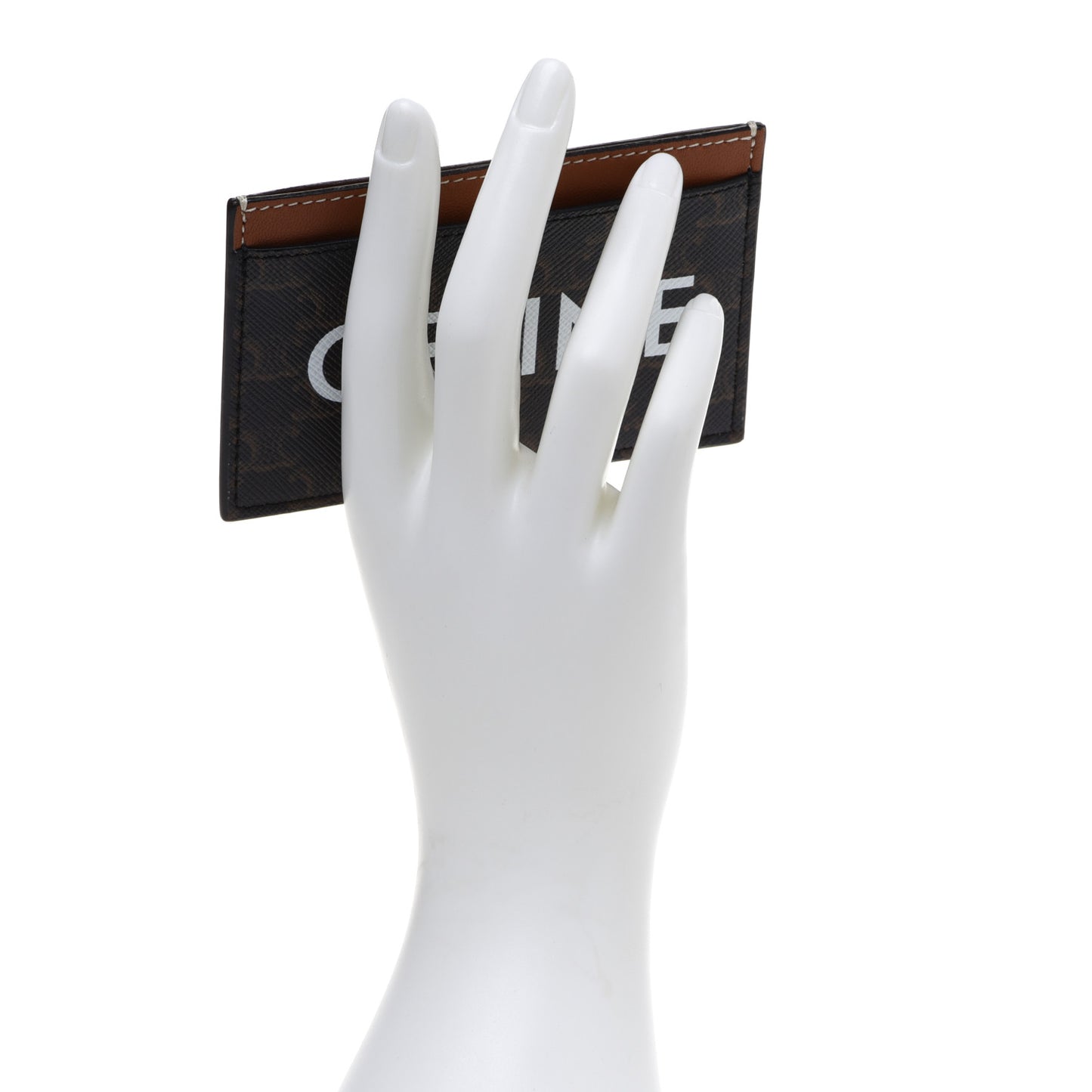 Triomphe Canvas Card Holder Tan
