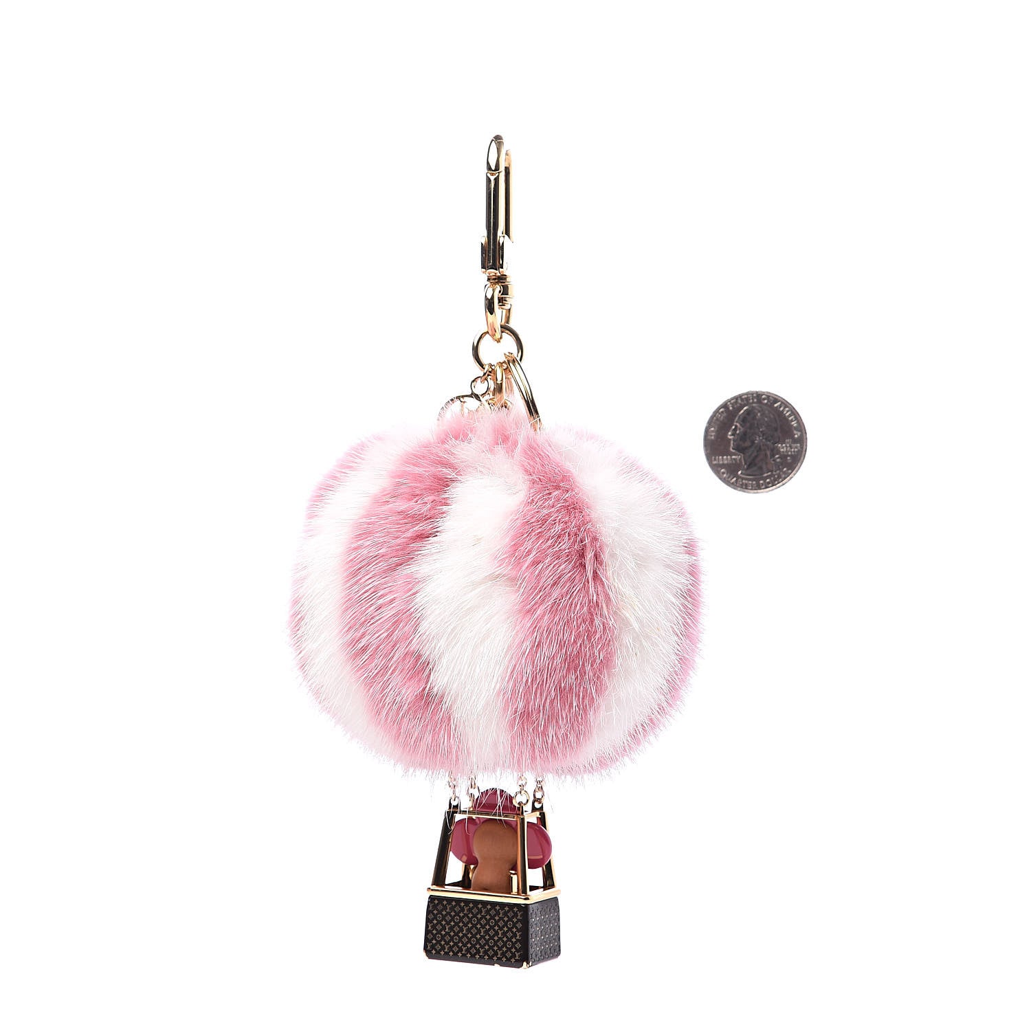 Louis Vuitton Mink Fur Vivienne Balloon Bag Charm Key Holder Pink