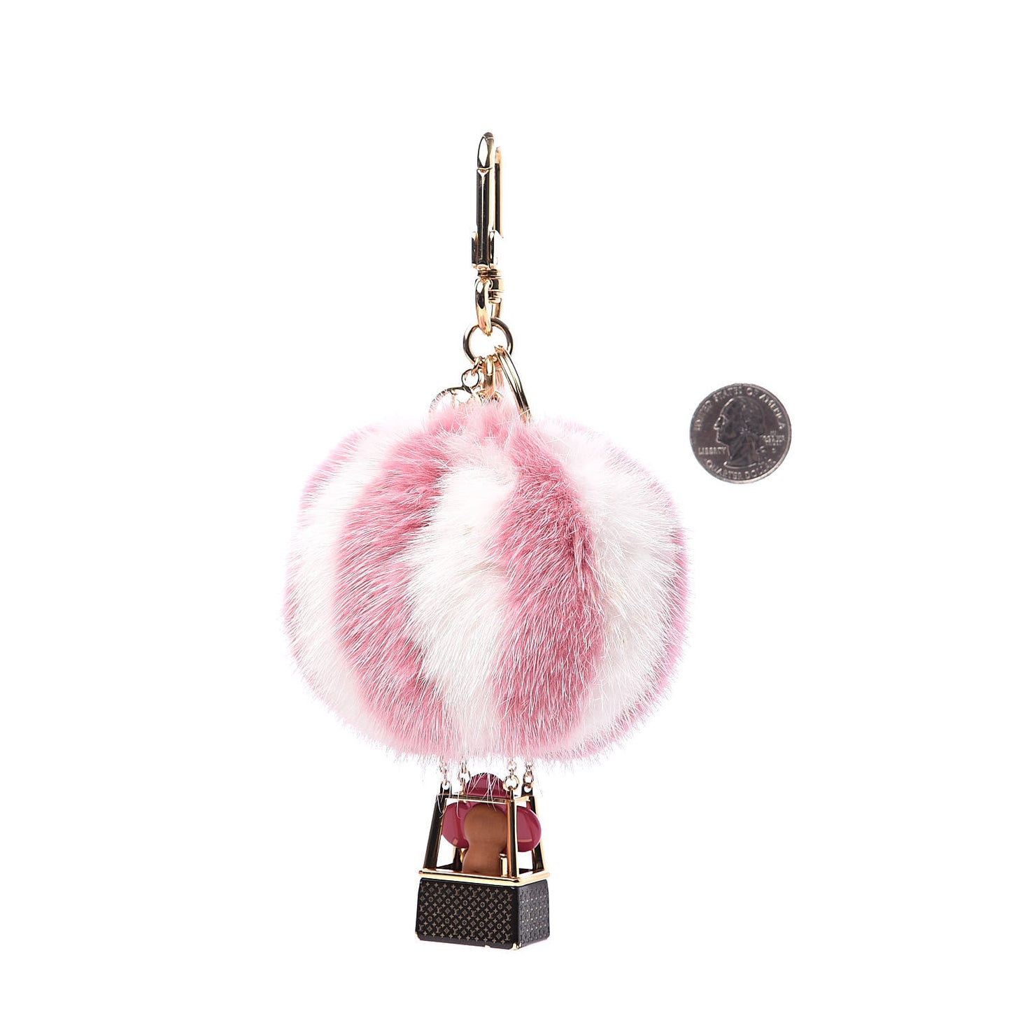 Mink Fur Vivienne Balloon Bag Charm Key Holder Pink