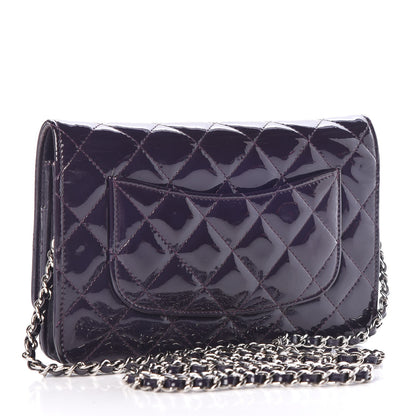 Chanel Patent Quilted Wallet On Chain WOC Dark Purple 3 of 9