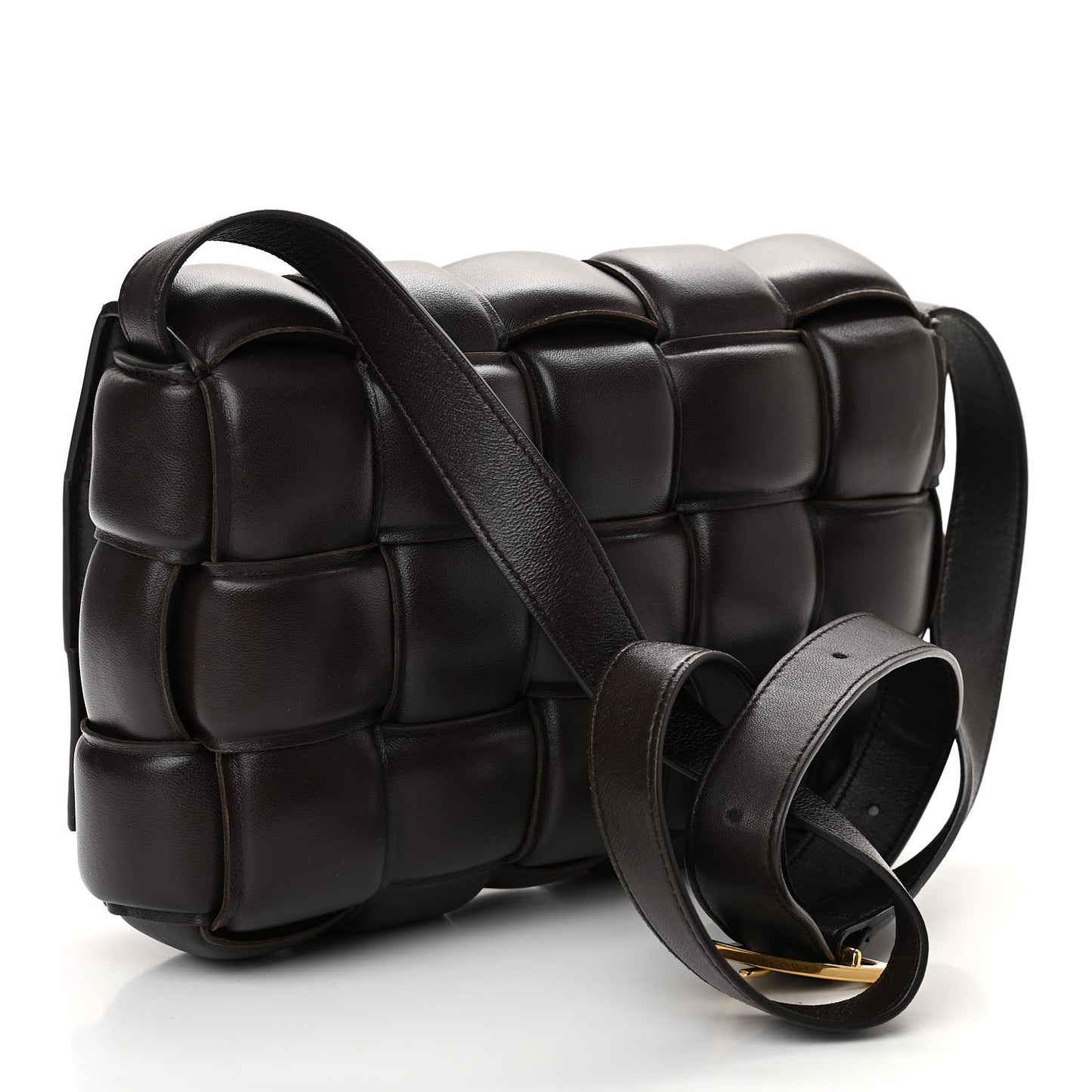 Nappa Maxi Intreccio Padded Cassette Crossbody Bag Fondente