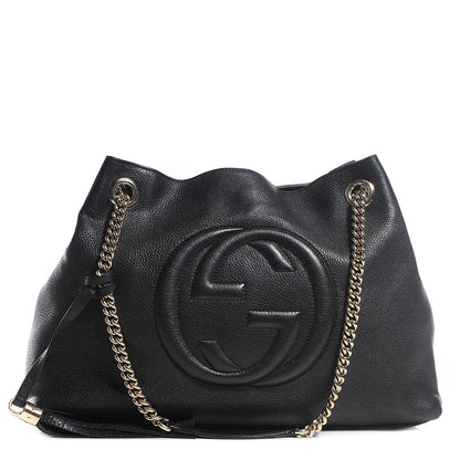 Gucci Pebbled Calfskin Medium Soho Chain Shoulder Bag Black 1 of 9