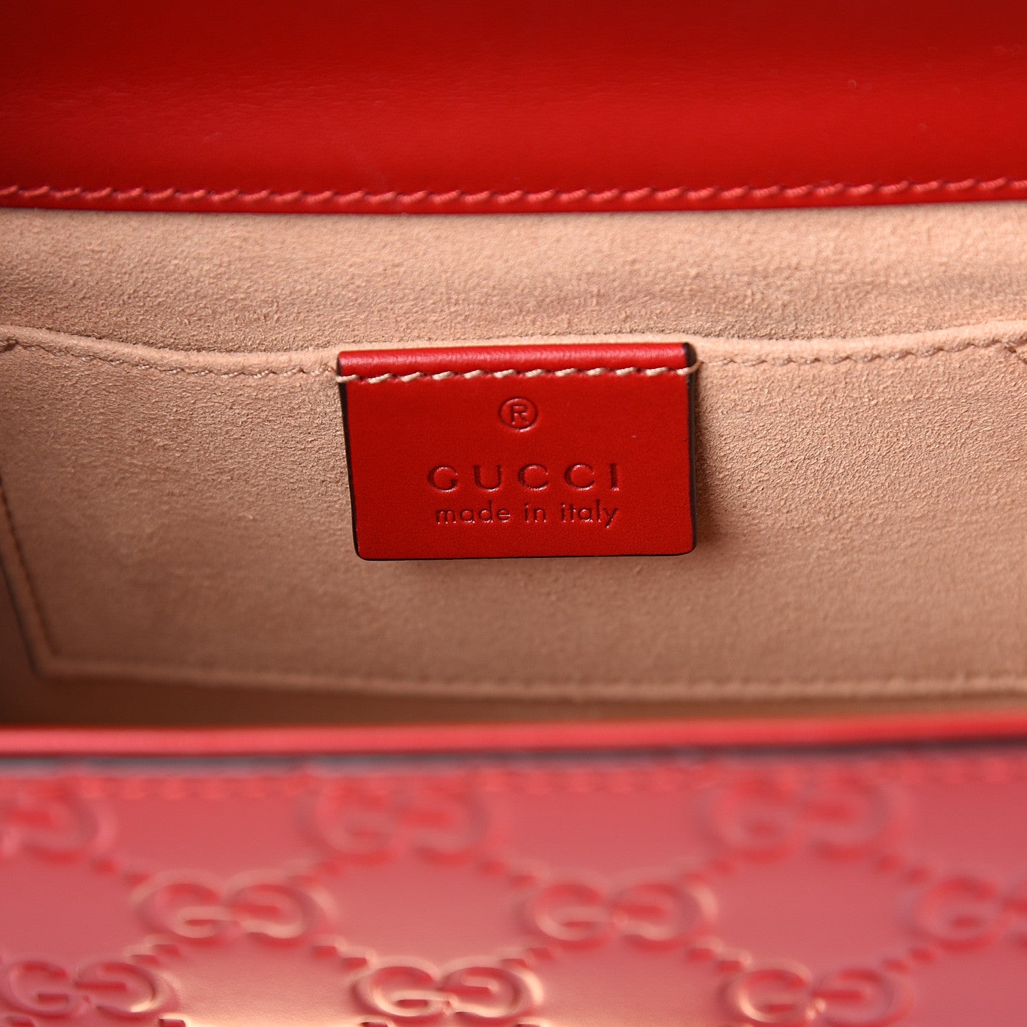 Gucci Guccissima Small Padlock Shoulder Bag Hibiscus Red 5 of 9