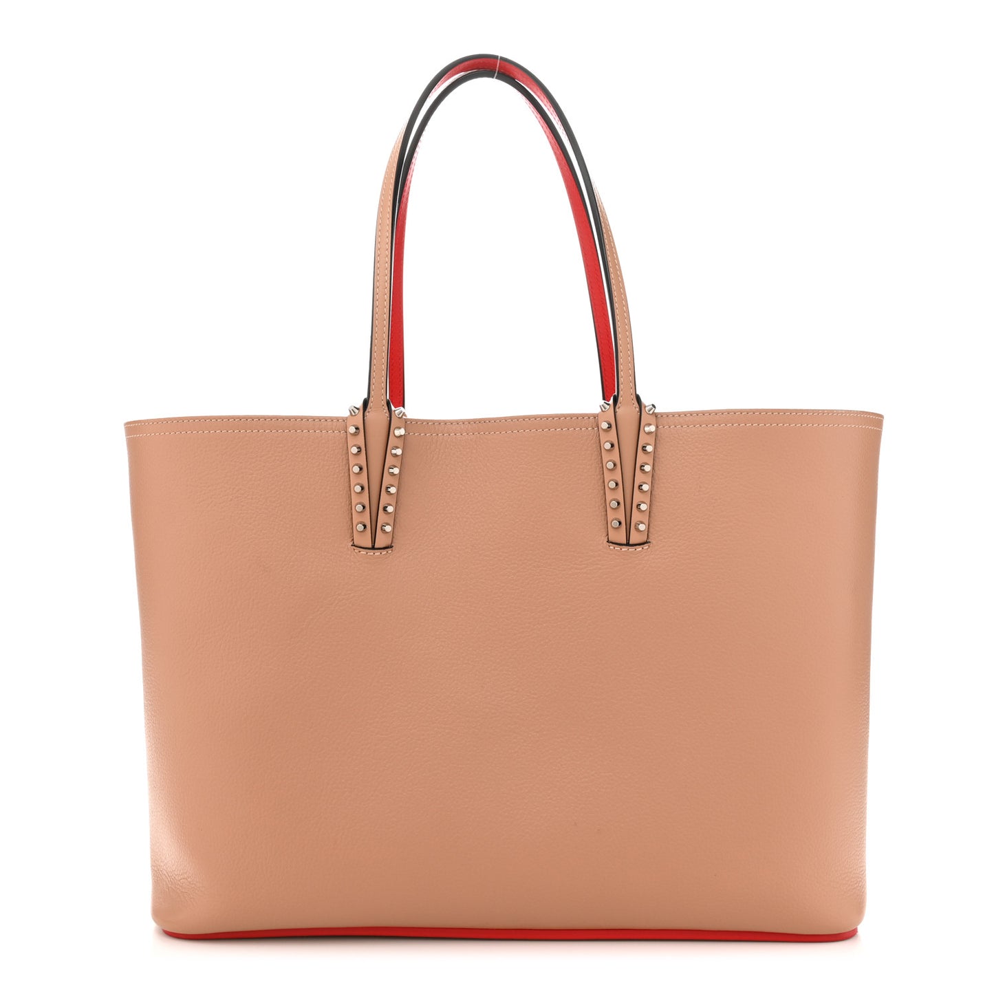 Calfskin Empire Spikes Small East West Cabata Tote Nude