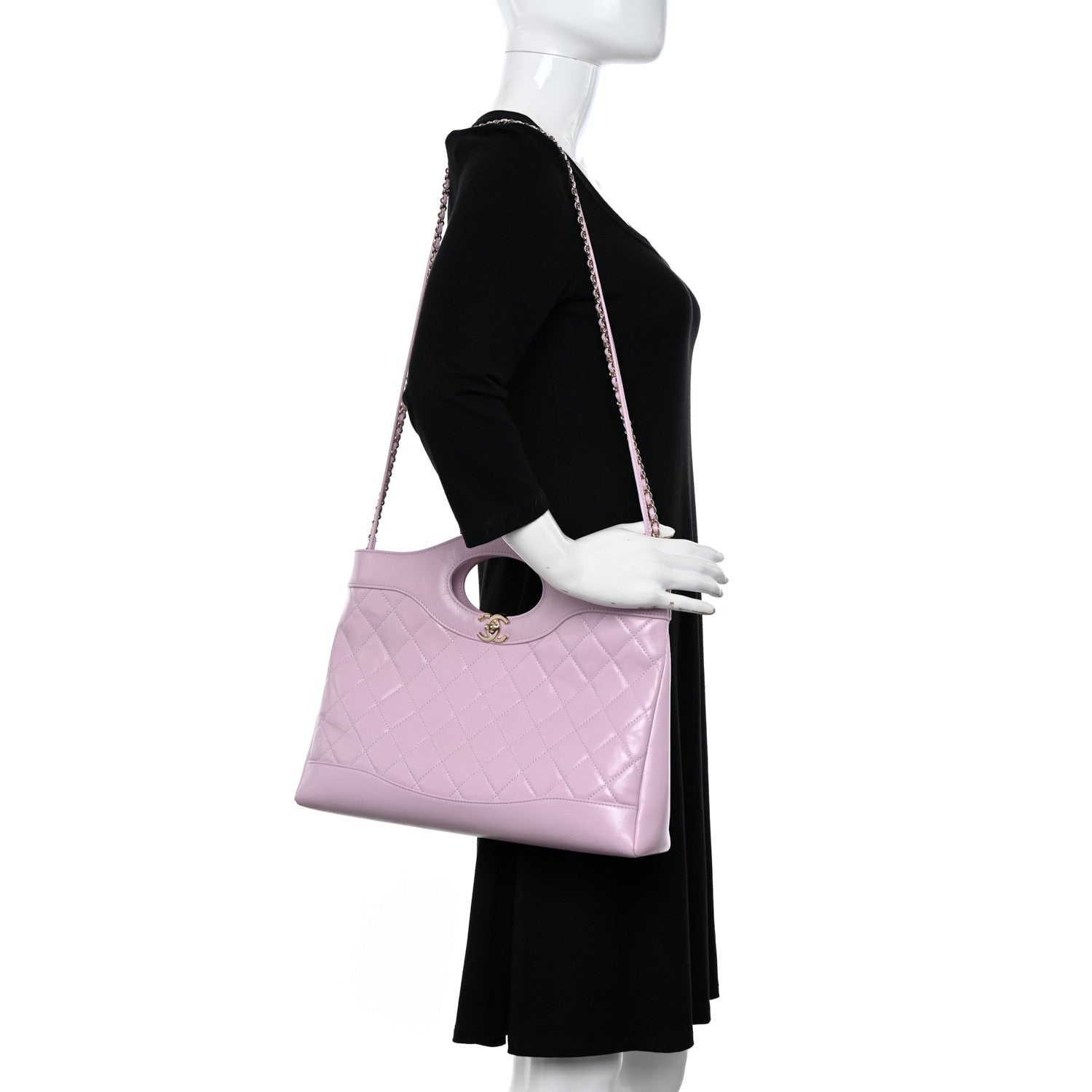Chanel Shiny Lambskin Quilted 31 Shopping Bag Light Purple 2 of 10
