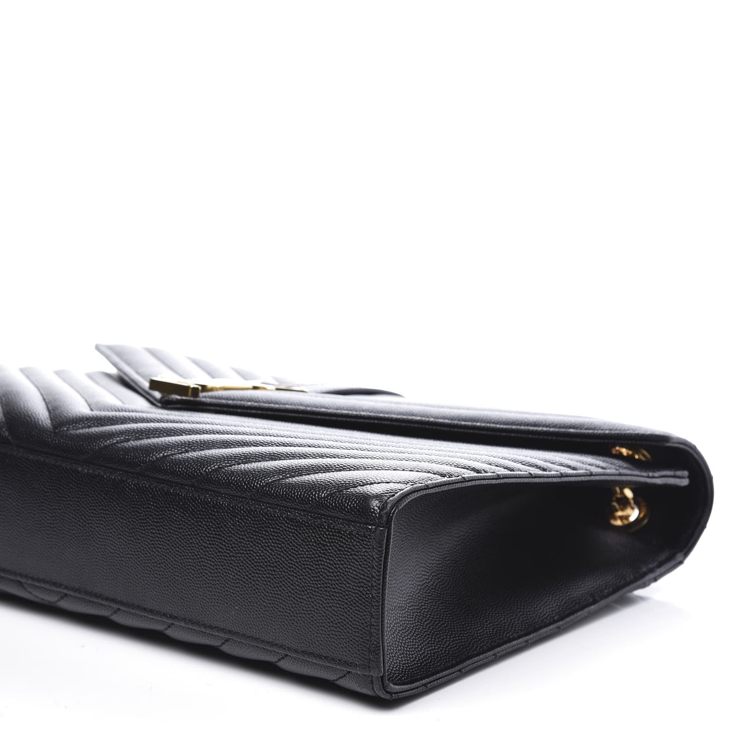 Saint Laurent Grain De Poudre Matelasse Chevron Large Monogram Satchel Black 6 of 9