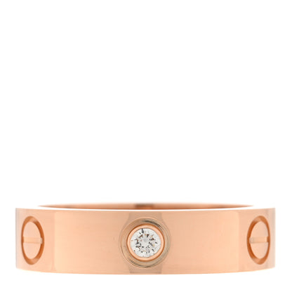 Cartier 18K Pink Gold 3 Diamond 5.5mm LOVE Ring 59 8.75 1 of 5