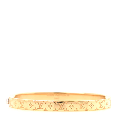 Louis Vuitton Brass Monogram Nanogram Strass Cuff S Gold 1 of 5