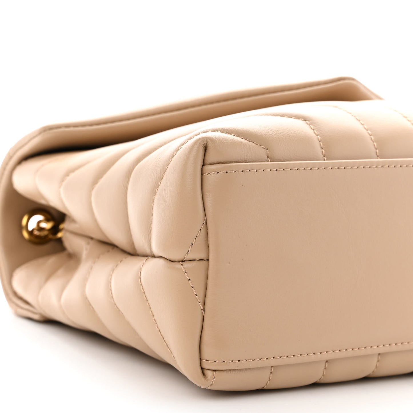 Calfskin Y Quilted Monogram Small Loulou Chain Satchel Dark Beige