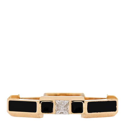 Gucci 18K Yellow Gold Diamond Enamel Link to Love Ring 54 6.75 Black 1 of 6