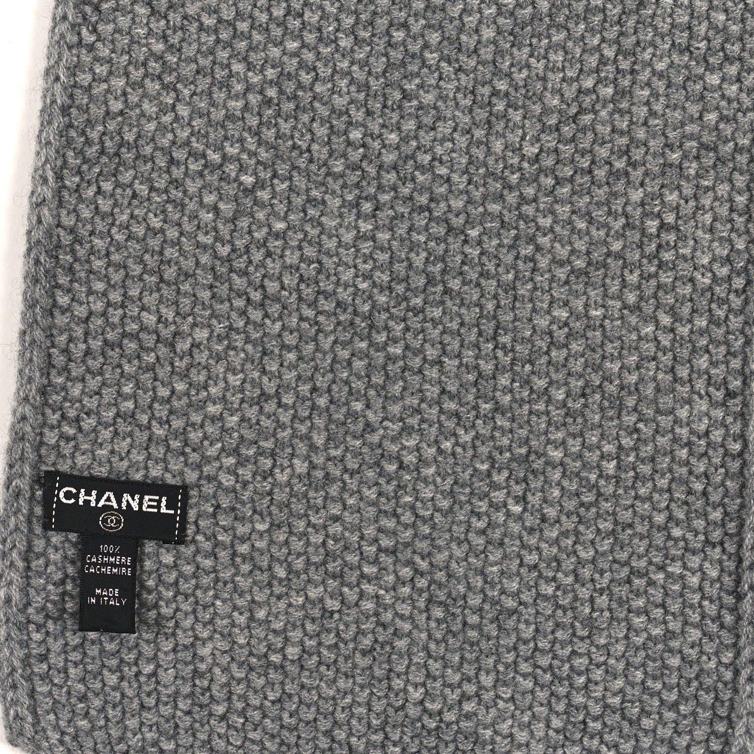 Chanel Cashmere Knit CC Scarf Grey 3 of 3