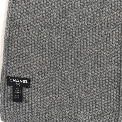 Chanel Cashmere Knit CC Scarf Grey 3 of 3