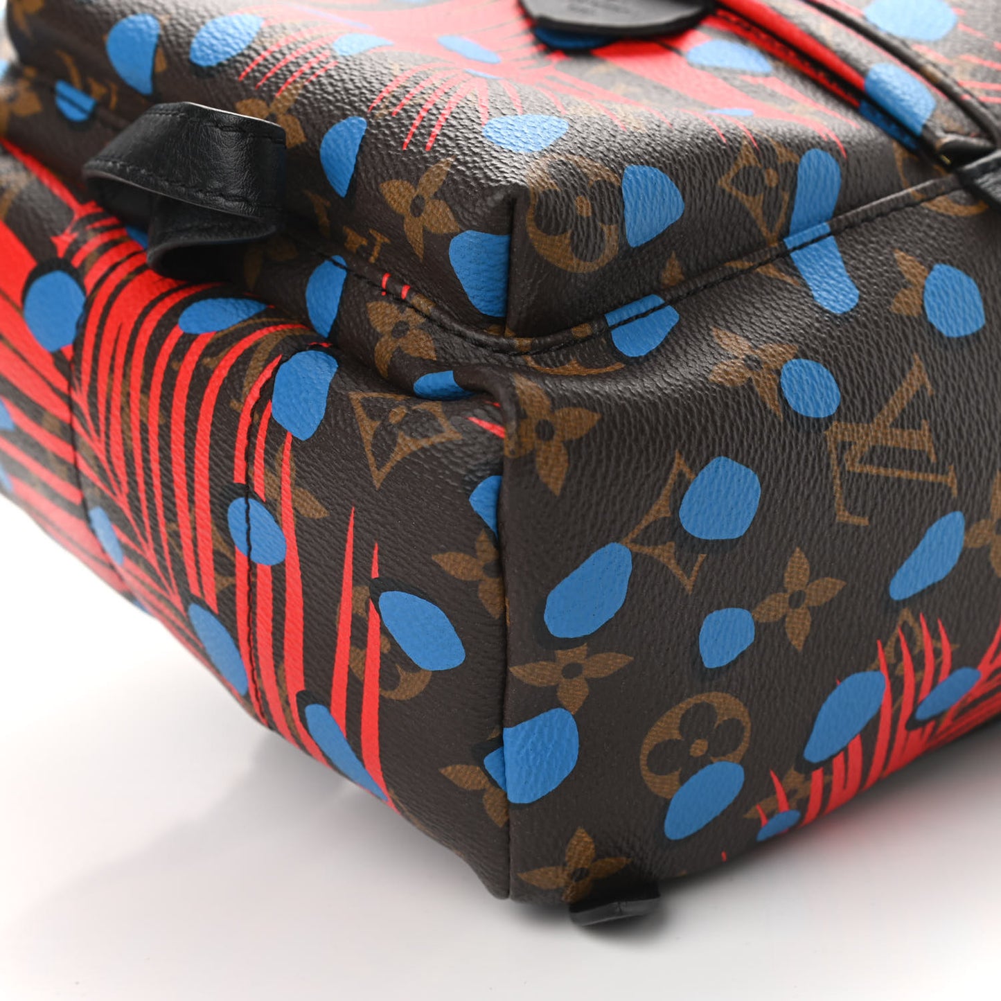 Monogram Jungle Dots Palm Springs Backpack PM Coquelicot Denim