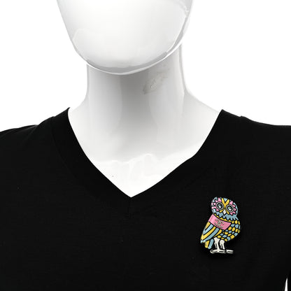Chanel Resin Crystal Owl CC Brooch Blue Yellow Golden 2 of 5