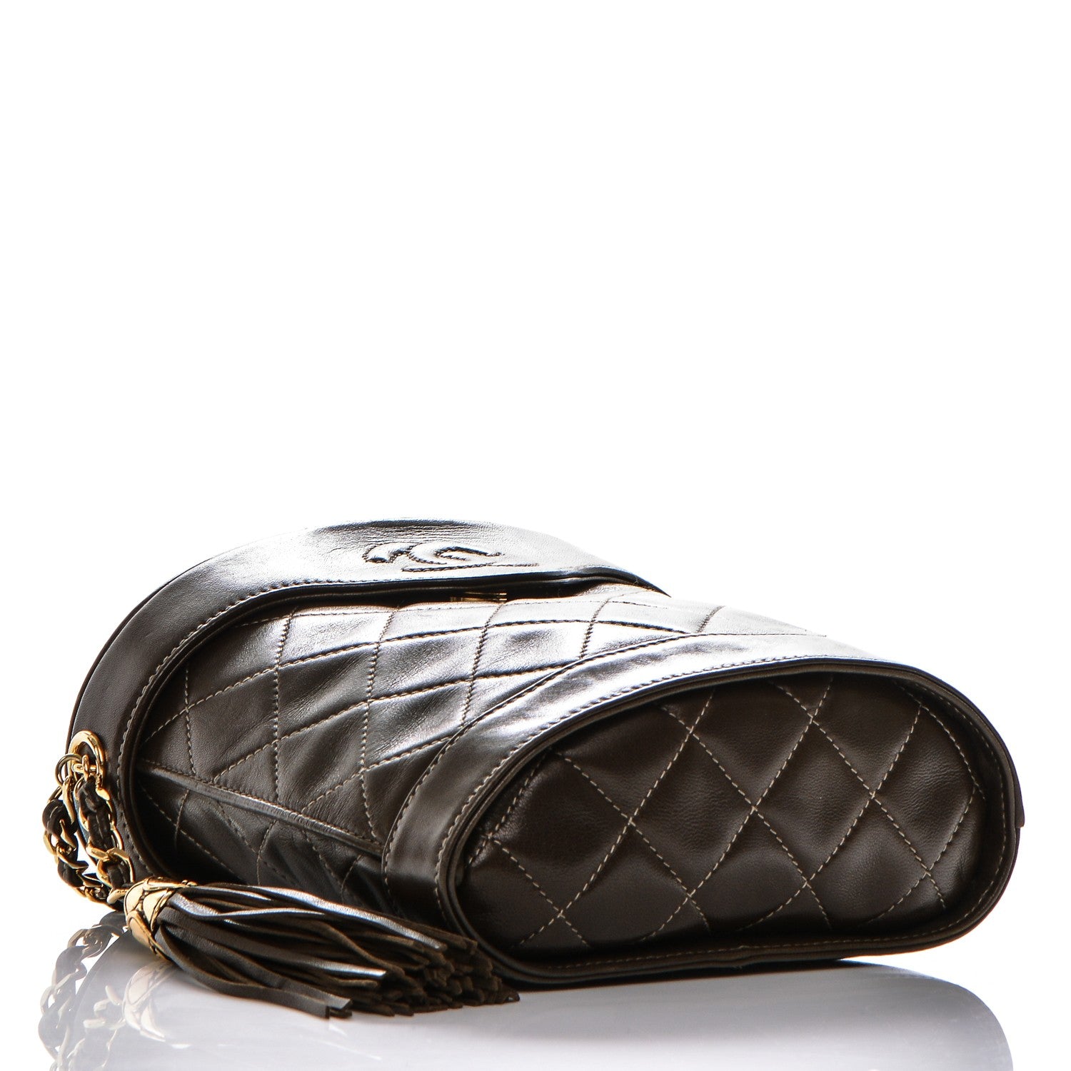 Chanel Lambskin Quilted Tassel Shoulder Bag Dark Brown 4 of 8