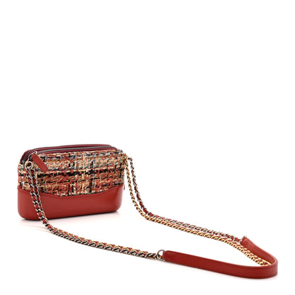 Chanel Tweed Calfskin Small Gabrielle Clutch With Chain Red 3 of 10