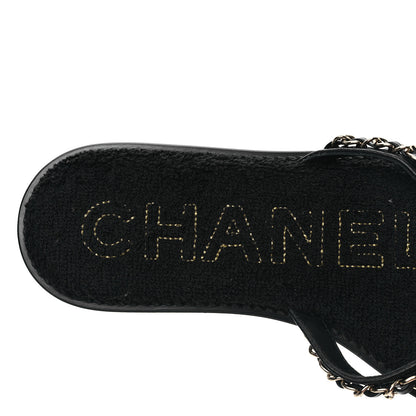 Chanel Lambskin CC Chain Thong Sandals 38 Black 7 of 8