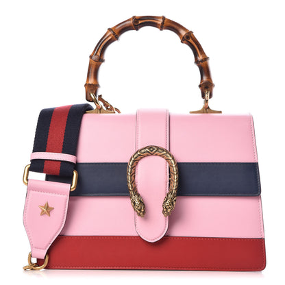 Gucci Moon Calfskin Web Medium Dionysus Bamboo Top Handle Bag Sugar Pink Blue Agata Hibiscus Red 1 of 14